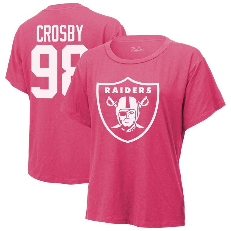 マジェスティック レディース トップス Tシャツ Womens Majestic Threads Maxx Crosby Pink Las Vegas Raiders Name Number TShirt Lvr Pink ピンク