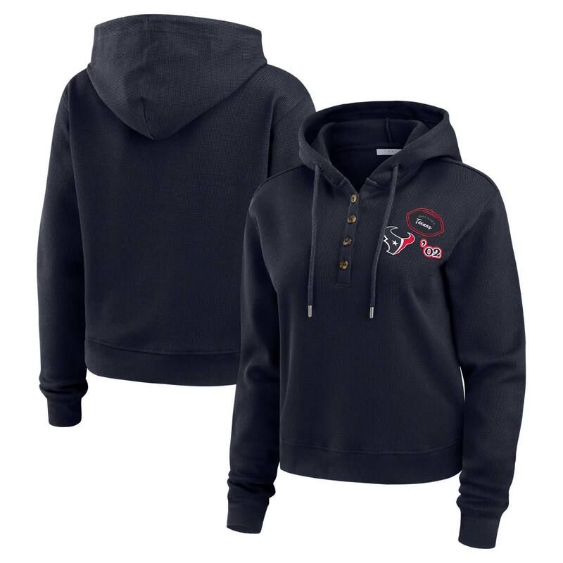 ウェア バイ エリン アンドルーズ レディース トップス Tシャツ パーカー Womens WEAR by Erin Andrews Navy Houston Texans Waffle Hoodie Pullover Top Txs Navy ネイビー