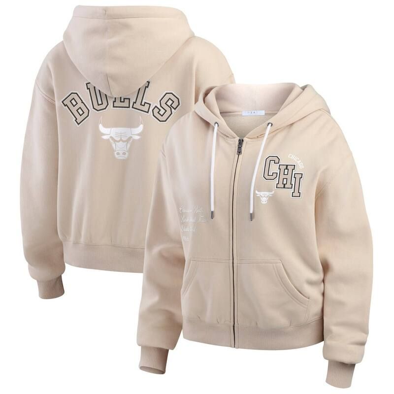 ウェア バイ エリン アンドルーズ レディース トップス Tシャツ パーカー Womens WEAR by Erin Andrews Tan Chicago Bulls Tonal Felt Patch FullZip Hoodie Bul Multi マルチ