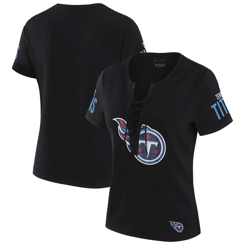 ウェア バイ エリン アンドルーズ レディース トップス Tシャツ レース Womens WEAR by Erin Andrews x Gracie Hunt Black Tennessee Titans Draft Me LaceUp TShirttn Bl