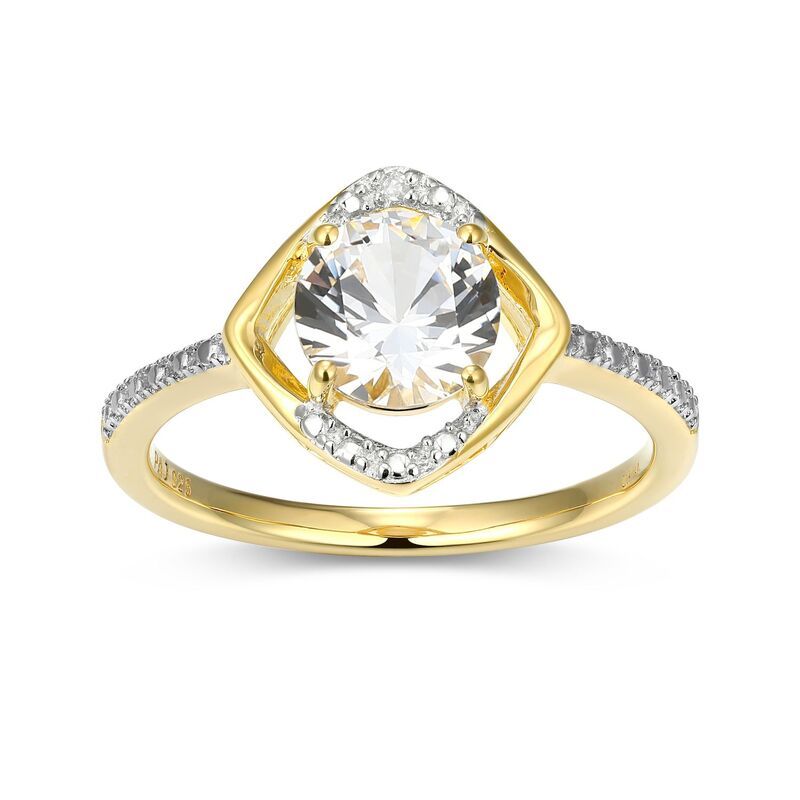 アンブランデッド レディース アクセサリー リング Unbranded 18k Gold Over Silver Gemstone Diamond Accent Halo Ring April Cr Wh Sapphire サファイア