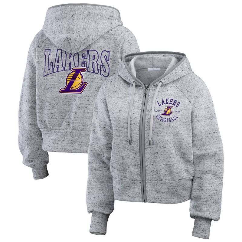ウェア バイ エリン アンドルーズ レディース トップス Tシャツ パーカー Womens WEAR by Erin Andrews Heather Gray Los Angeles Lakerspeckled Radiator FullZip Hoodie