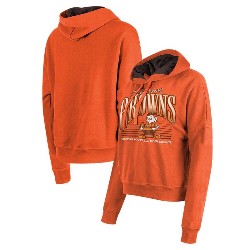 ニューエラ レディース トップス Tシャツ パーカー Womens New Era Orange Cleveland Browns Throwback Boxy Pullover Hoodie Brn Orange オレンジ