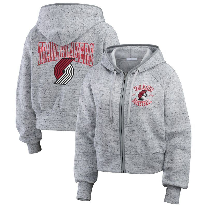 ウェア バイ エリン アンドルーズ レディース トップス Tシャツ ブレザー パーカー Womens WEAR by Erin Andrews Heather Gray Portland Trail Blazerspeckled Radiator FullZi