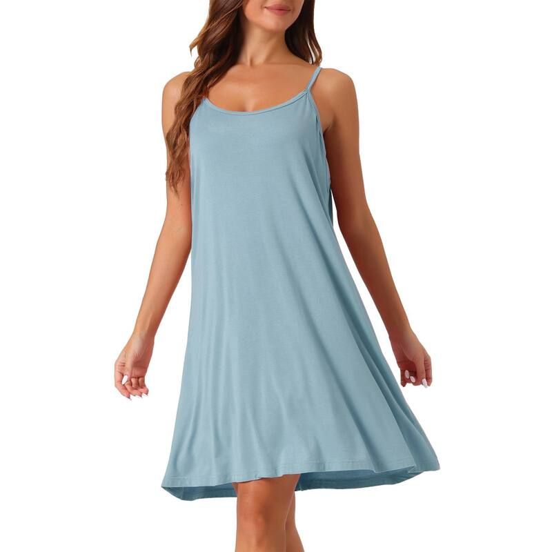 cheibear レディース アンダーウェア ナイトウェア ノースリーブ cheibear Womens Nightgown Sleevelessleepwear Spaghetti Strap Cross Back Nightwear Blue ブルー