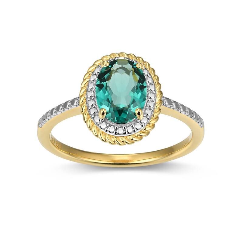 アンブランデッド レディース アクセサリー リング Unbranded 18k Gold Over Silver Gemstone Diamond Accent Halo Ring May Gen Green Quartz グリーン