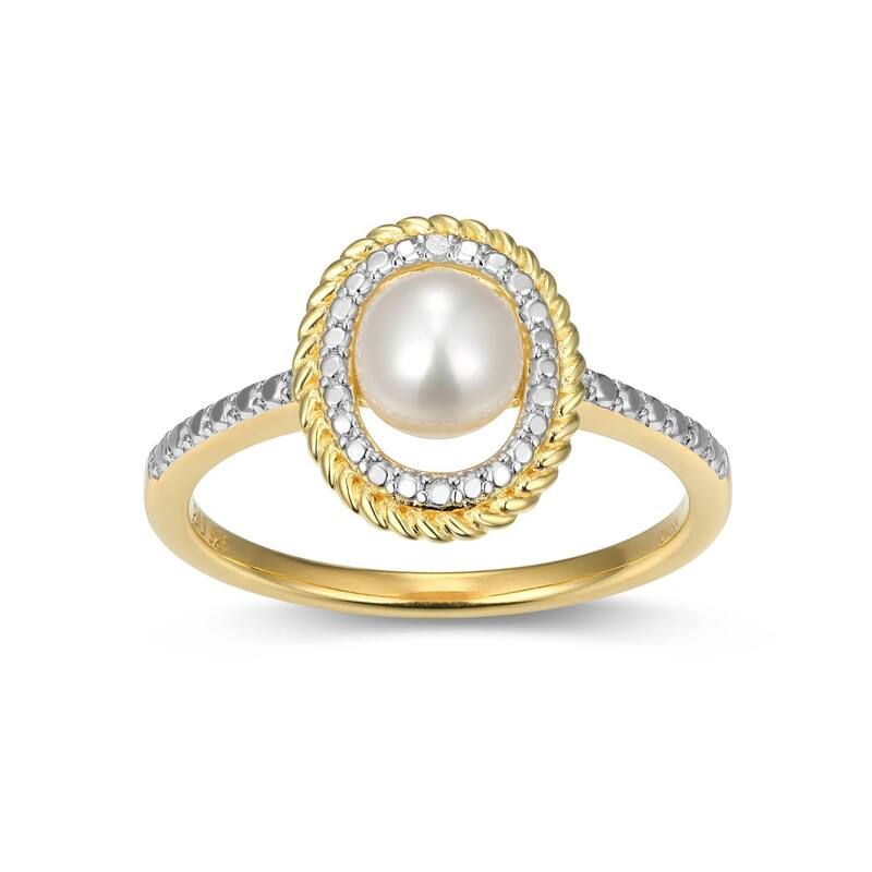 アンブランデッド レディース アクセサリー リング Unbranded 18k Gold Over Silver Gemstone Diamond Accent Halo Ring June Gen Fw Pearl パール