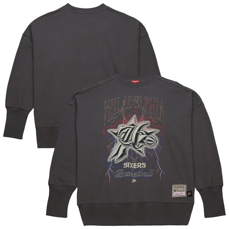 ミッチェルネス レディース トップス Tシャツ スウェット Womens Mitchell Ness Charcoal Philadelphia 76ers Hardwood Classics Lightweight Pullover Sweatshirt 7