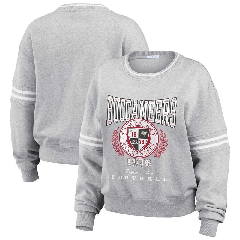 ウェア バイ エリン アンドルーズ レディース トップス Tシャツ スウェット クロップド Womens WEAR by Erin Andrews Heather Gray Tampa Bay Buccaneers Cropped Pullover Sweat