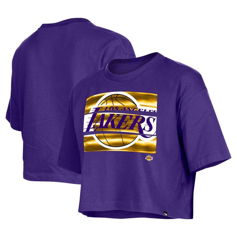 ニューエラ レディース トップス Tシャツ Womens New Era Purple Los Angeles Lakers Oversized Boxy Crop TShirt Lak Purple パープル