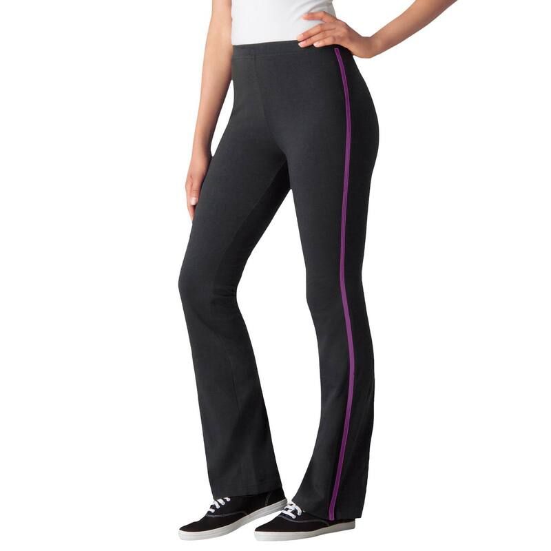 ウーマン ウィズイン レディース ボトムス カジュアルパンツ ブーツカット プラスサイズ プチ コットン ブーツ Woman Within Womens Plusize Petite Stretch Cotton SideStripe Bootcut Pant