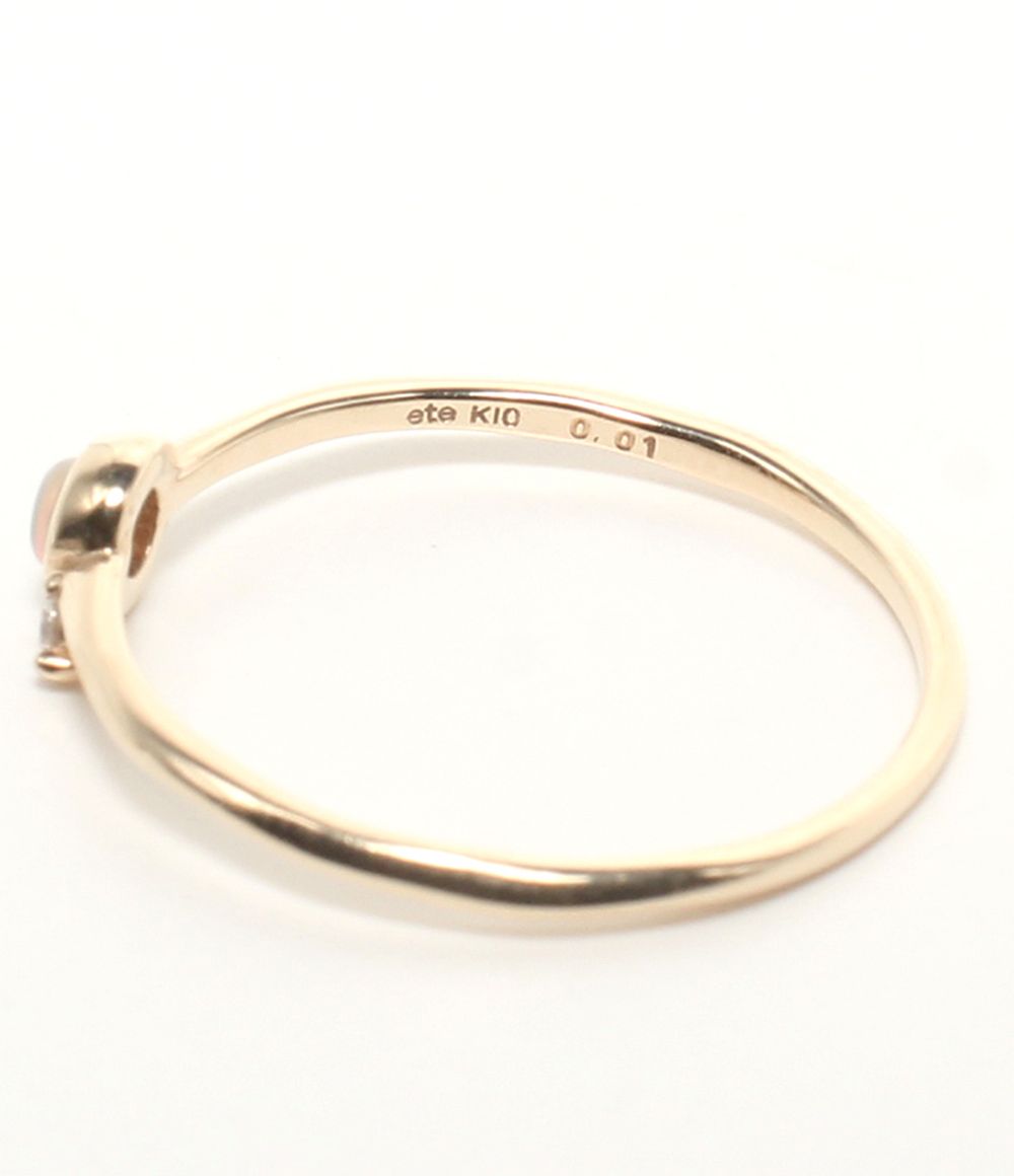 美品 エテ リング 指輪 K10 オパール ダイヤ 0.01ct レディース SIZE