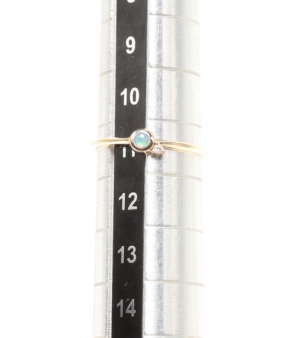 美品 エテ リング 指輪 K10 オパール ダイヤ 0.01ct レディース SIZE