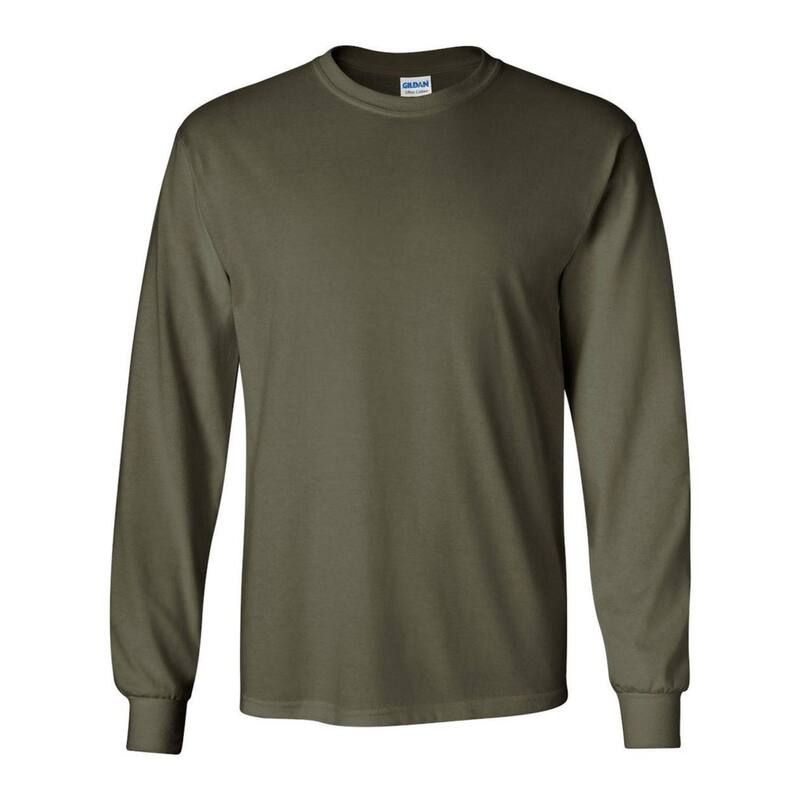 ギルダン メンズ トップス Tシャツ コットン Gildan Ultra Cotton Long Sleeve TShirt Military Green グリーン