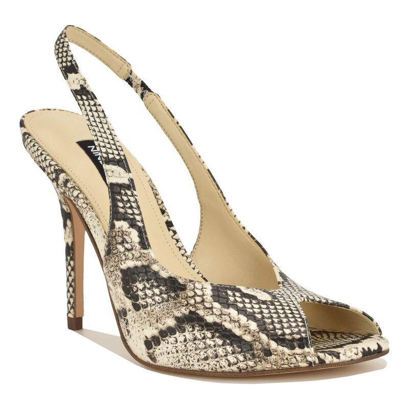 ナインウェスト レディース シューズ サンダル ヒール Nine West Pretta Womenslingback Pumps Higheelight Natural Snake