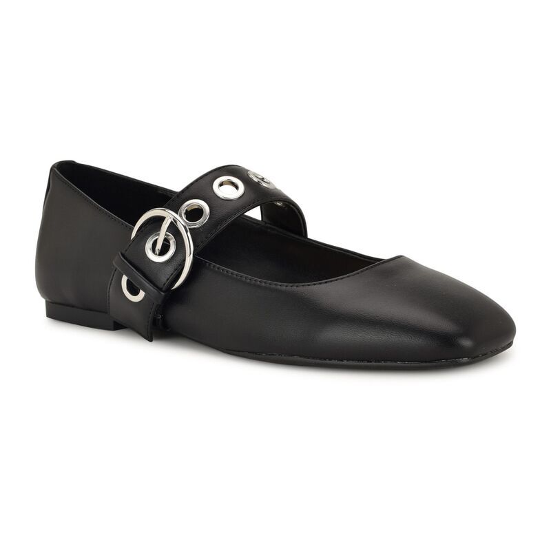ナインウェスト レディース シューズ サンダル Nine West Kebba Womens Mary Jane Flats with Buckle Detail Black ブラック