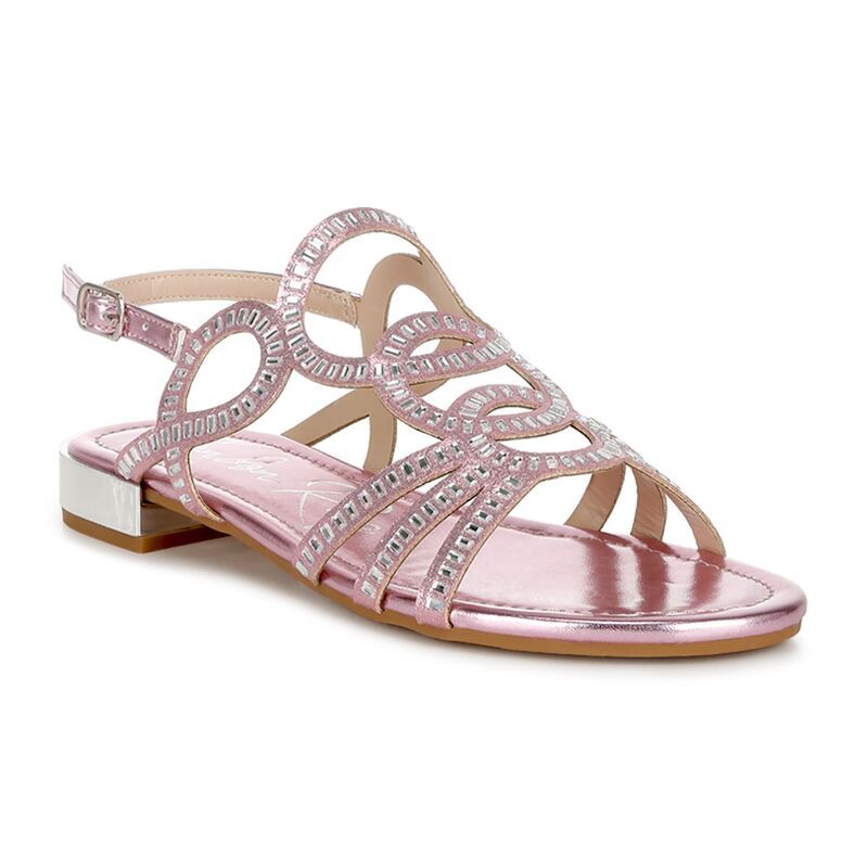 ロンドンラグ レディース シューズ サンダル カットアウト London Rag Jisters Womens Cut Out Rhinestone Flat Sandals Pink ピンク
