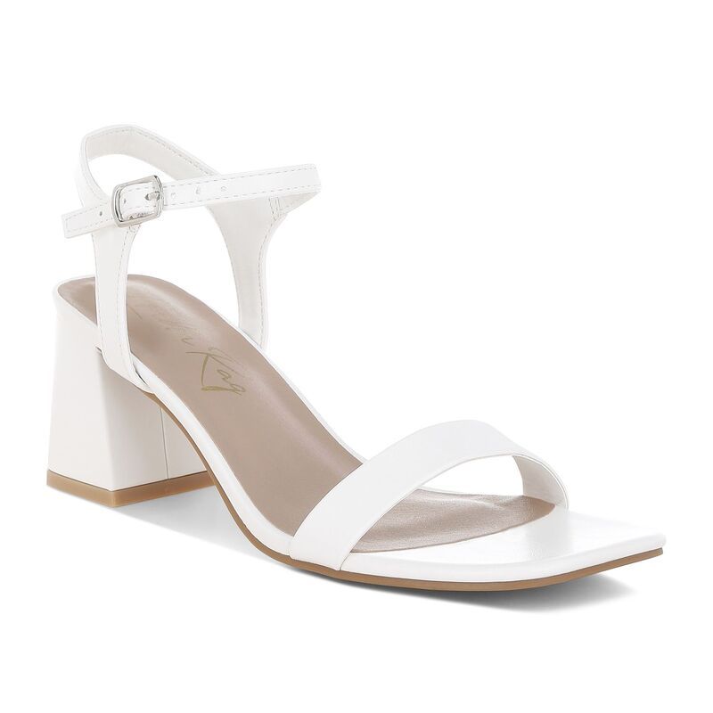 ロンドンラグ レディース シューズ サンダル トール レザー フェイクレザー ヒール London Rag KAZARA Womens Metallic Faux Leather Block Heels White ホワイト