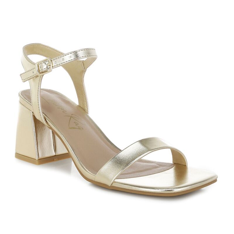 ロンドンラグ レディース シューズ サンダル トール レザー フェイクレザー ヒール London Rag KAZARA Womens Metallic Faux Leather Block Heels Gold ゴールド