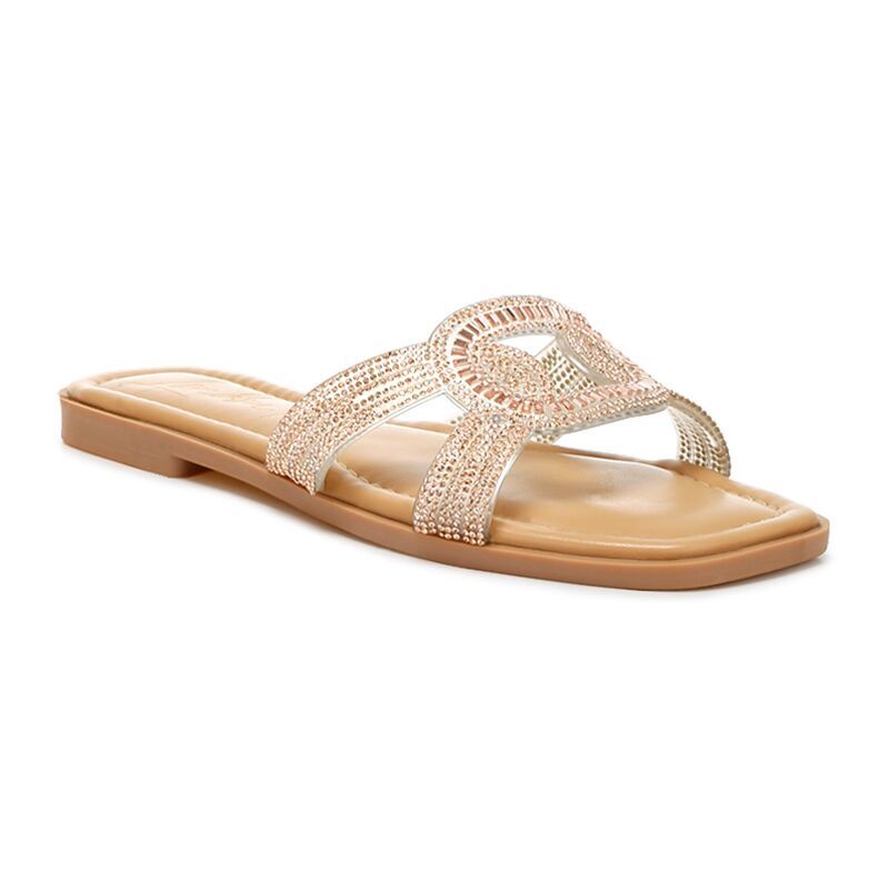 ロンドンラグ レディース シューズ サンダル London Rag Minople Womens Embellished Flat Sandals Rose Gold ゴールド