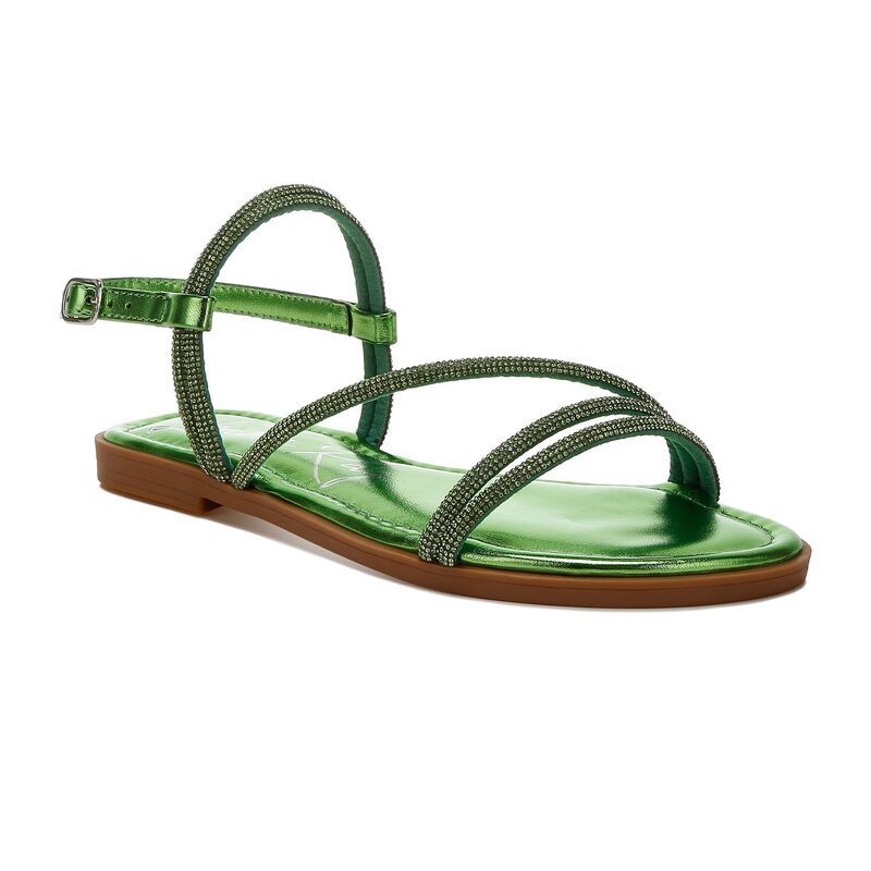 ロンドンラグ レディース シューズ サンダル London Rag Bawley Womens Rhinestone Strappy Flat Sandals Green グリーン