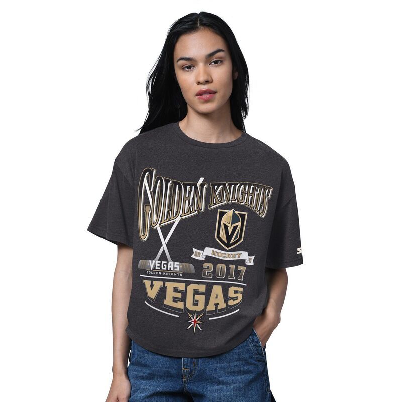スターター レディース トップス Tシャツ Womenstarter Heather Black Vegas Golden Knights Oversized Hall ofame TShirt Lvk Charco ブラック