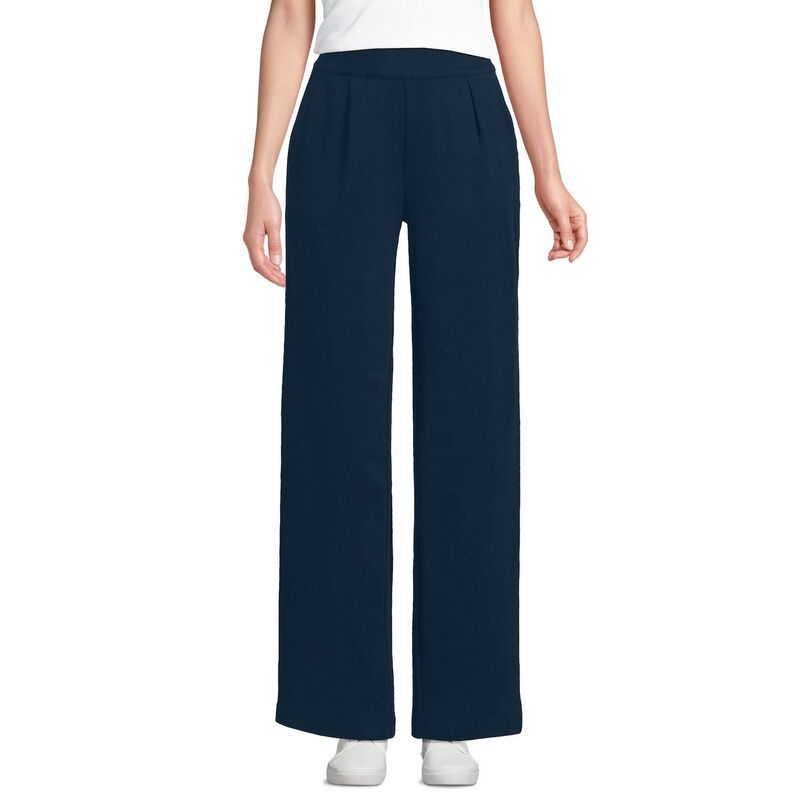ランズエンド レディース ボトムス カジュアルパンツ ワイドレッグ プラスサイズ プリーツ トール ニット Plusize Lands End Tall Sport Knit High Rise Pleated Wide Leg Pants Radiant N