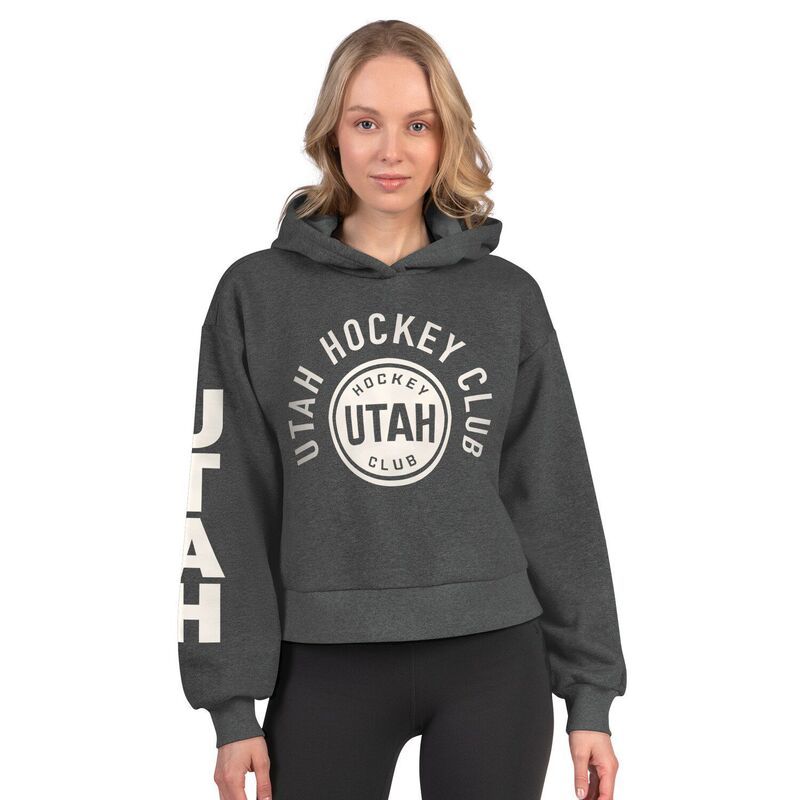 スターター レディース トップス Tシャツ クロップド フリース パーカー Womenstarter Heather Charcoal Utah Mammoth Star Player Cropped Fleece Hoodie Utm Charco チャコー