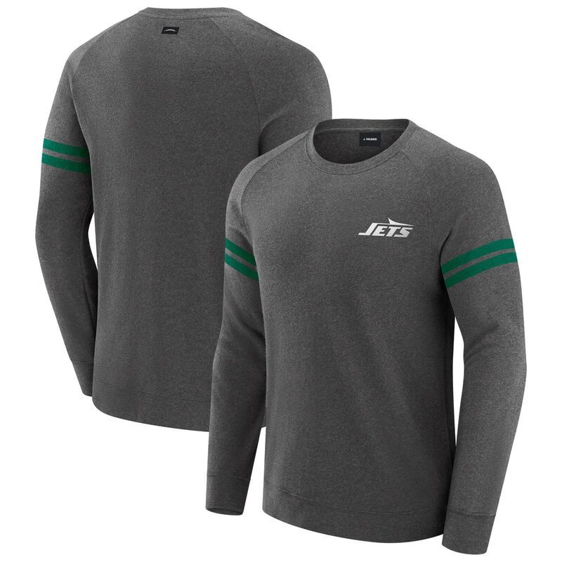アンブランデッド メンズ トップス Tシャツ スウェット Unbranded Mens J Palmer Dark Heather Gray New York Jets Players Lounge Raglan TriBlend Sweatshirt Jet