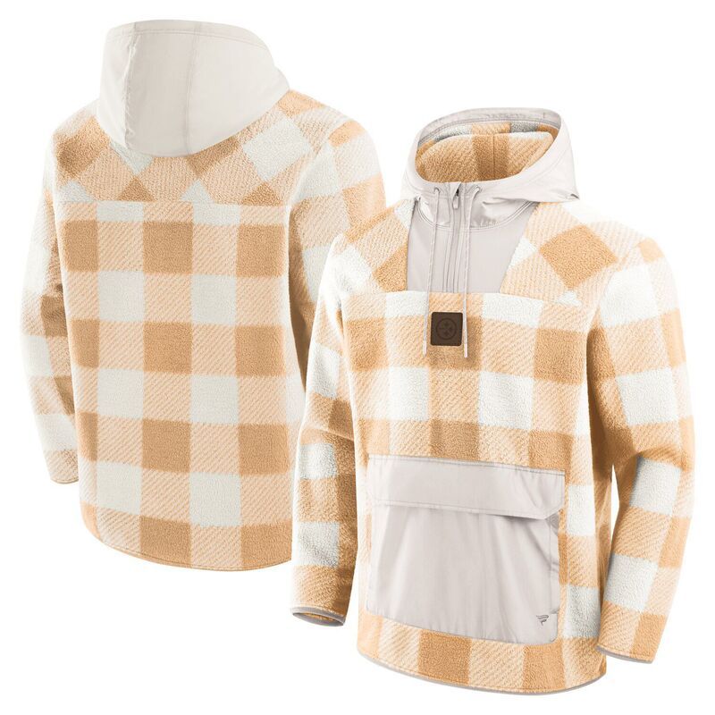 ファナティクス メンズ トップス Tシャツ フリース パーカー Mens Fanatics Tan Pittsburgh Steelers Elements Plaid Polar Fleece QuarterZip Hoodie Stl Multi マルチカ