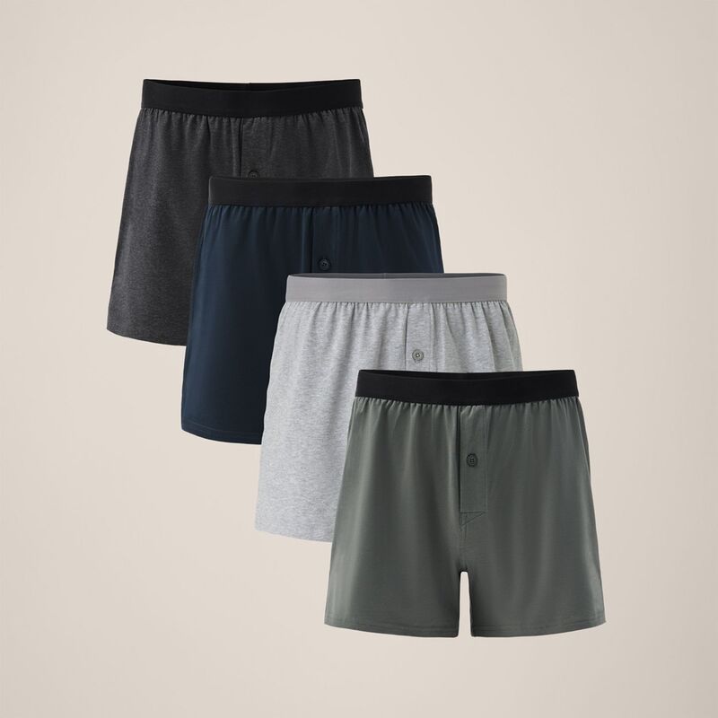 パクト メンズ アンダーウェア ボクサーパンツ コットン ニット Pact Everyday Knit Boxer 4Pack Made With Cotton Classic Neutrals