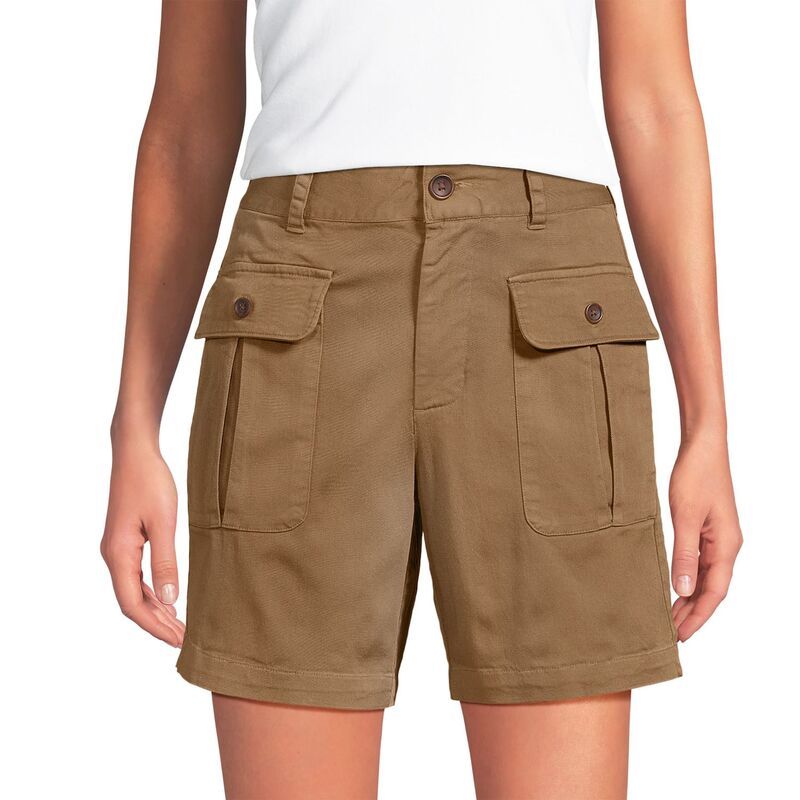ランズエンド レディース トップス Tシャツ Womens Lands End Cool Fade HighRise 7Inch Cargo Short Coriander