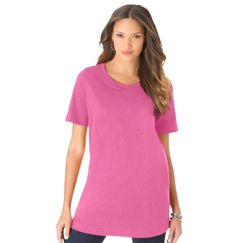 ロアマンズ レディース トップス Tシャツ クルーネック プラスサイズ Roamans Womens Plusize Crewneck Tee Vintage Rose