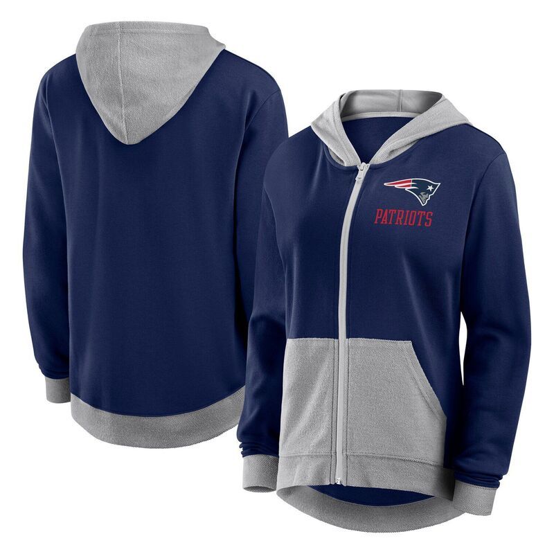 アンブランデッド レディース トップス Tシャツ パイル パーカー Unbranded Womens Navy New England Patriots Hit French Terry FullZip Hoodie Pat Navy ネイビー