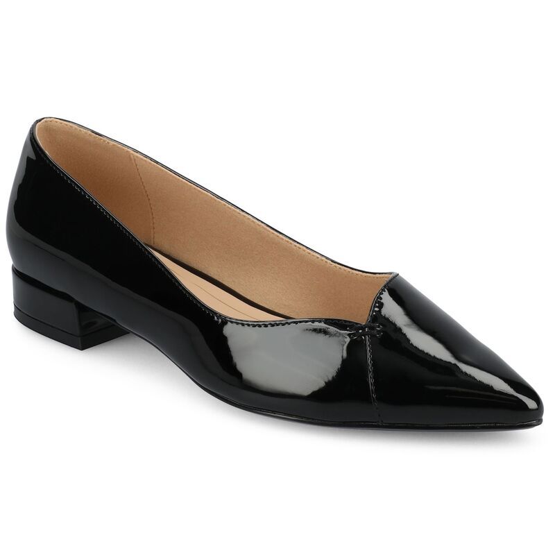 ジュルネ コレクション レディース シューズ サンダル ヒール Journee Collection Medium and Wide Width Carmin WomenslipOn Low Block Heel Dress Flats Patent Blac