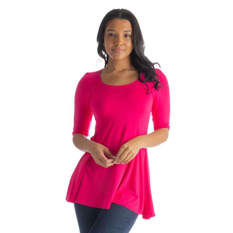 24 セブンコンフォート レディース トップス Tシャツ Womens 24Seven Comfort Apparelbow Sleeve Swing Tunic Topink ピンク