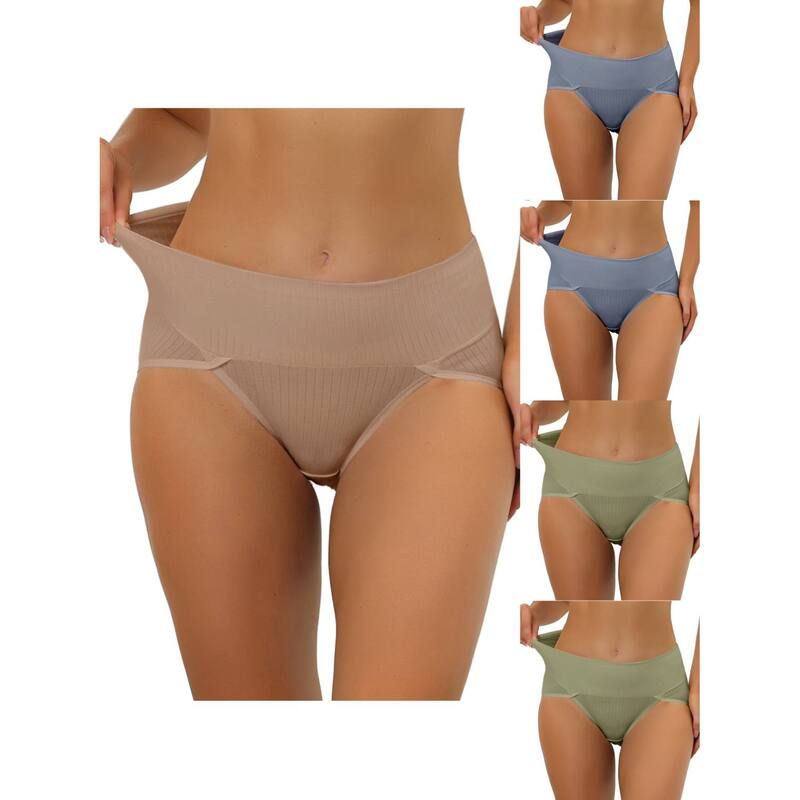アレグラ ケー レディース アンダーウェア パンツ ハイウエスト プラスサイズ リブ ALLEGRA K 5 Packs Womens Hicut Ribbed High Waistummy Control Underwear Available In Plu