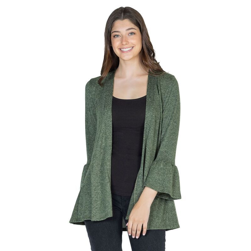 24 セブンコンフォート レディース アウター ニット・セーター カーディガン Womens 24Seven Comfort Apparel 34Sleeve Open Cardigan Olive オリーブ