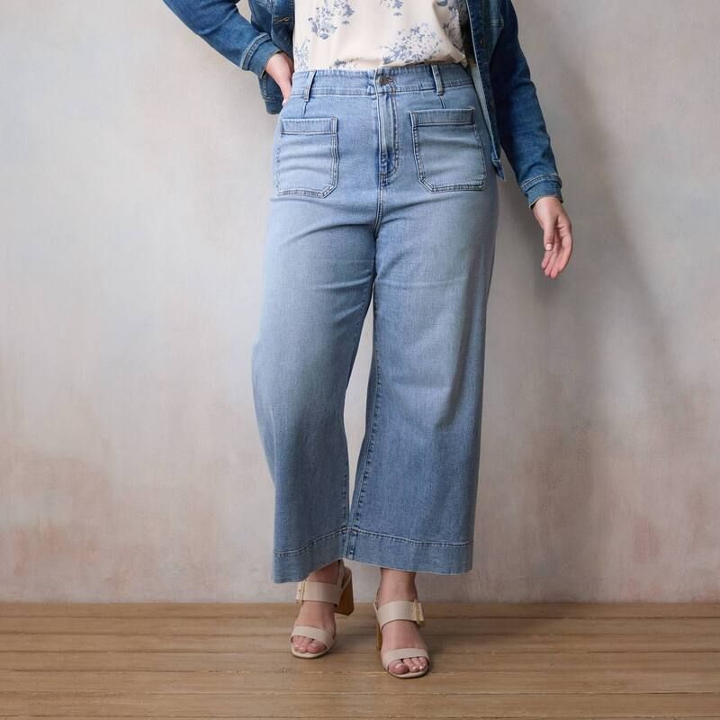 LC Lauren Conrad レディース ボトムス カジュアルパンツ ワイドレッグ プラスサイズ クロップド ジーンズ Plusize LC Lauren Conrad Super High Rise Wildflower Wide Leg Cropped