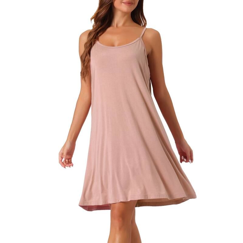 cheibear レディース アンダーウェア ナイトウェア ノースリーブ cheibear Womens Nightgown Sleevelessleepwear Spaghetti Strap Cross Back Nightwear Pink ピンク