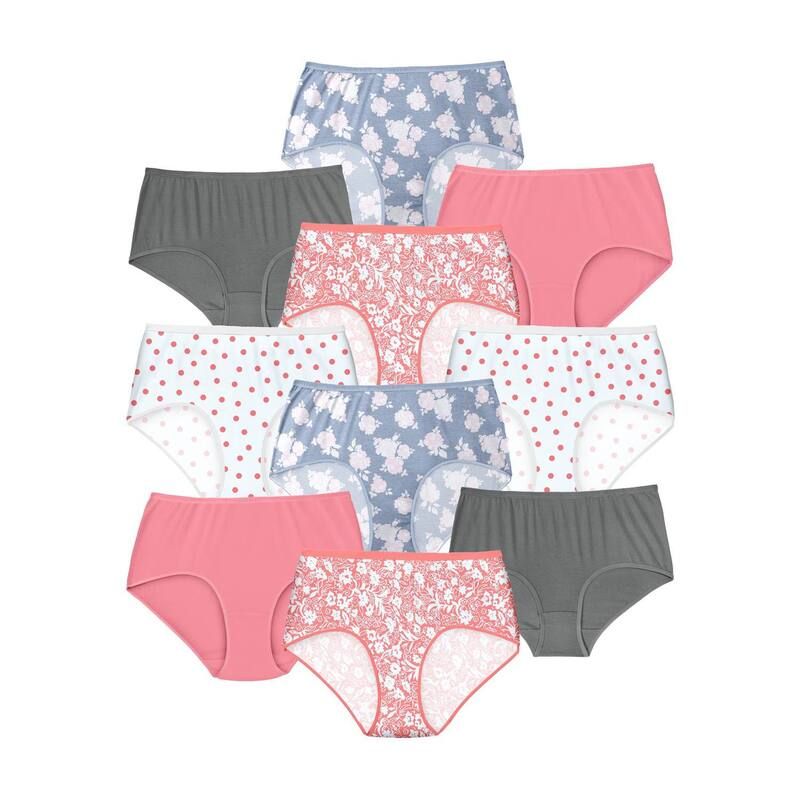 コンフォート チョイス レディース アンダーウェア パンツ プラスサイズ コットン Comfort Choice Plusize Full Coverage Cotton Brief 10Pack Rose Pack