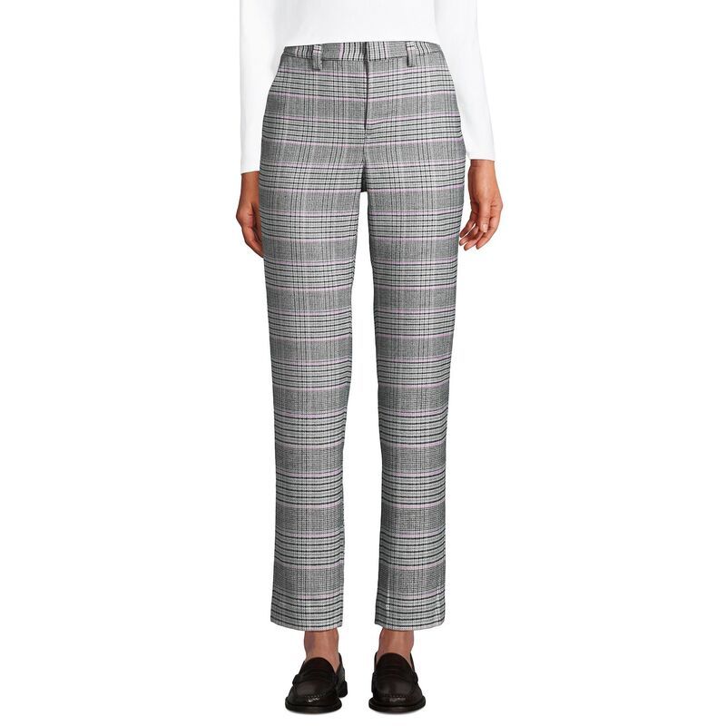 ランズエンド レディース ボトムス カジュアルパンツ アンクル Womens Lands End Brushed Flannel HighRise Tapered Ankle Pants Amethyst Glen Plaid チェック