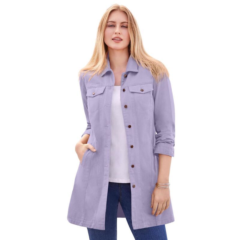 ジェシカロンドン レディース アウター ジャケット・ブルゾン プラスサイズ デニム Jessica London Womens Plusize Long Denim Jacket Pale Lilac ライラック