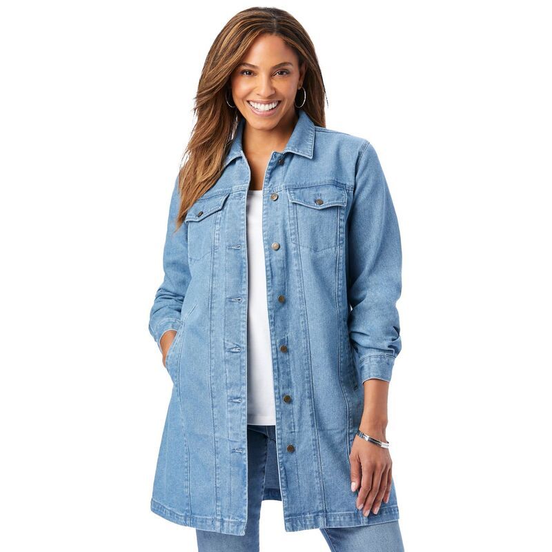 ジェシカロンドン レディース アウター ジャケット・ブルゾン プラスサイズ デニム Jessica London Womens Plusize Long Denim Jacket Light Wash デニム