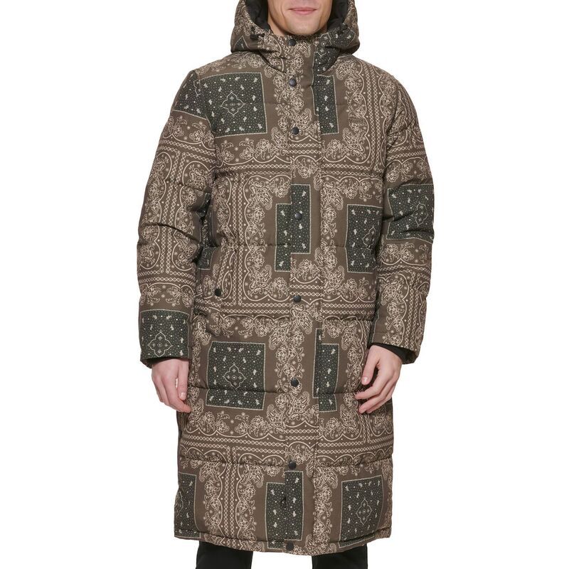 リーバイス メンズ アウター ジャケット・ブルゾン キルティング パーカー Mens LevisR Oversized Long Quilted Parka Jacket Olive Bandana オリーブ