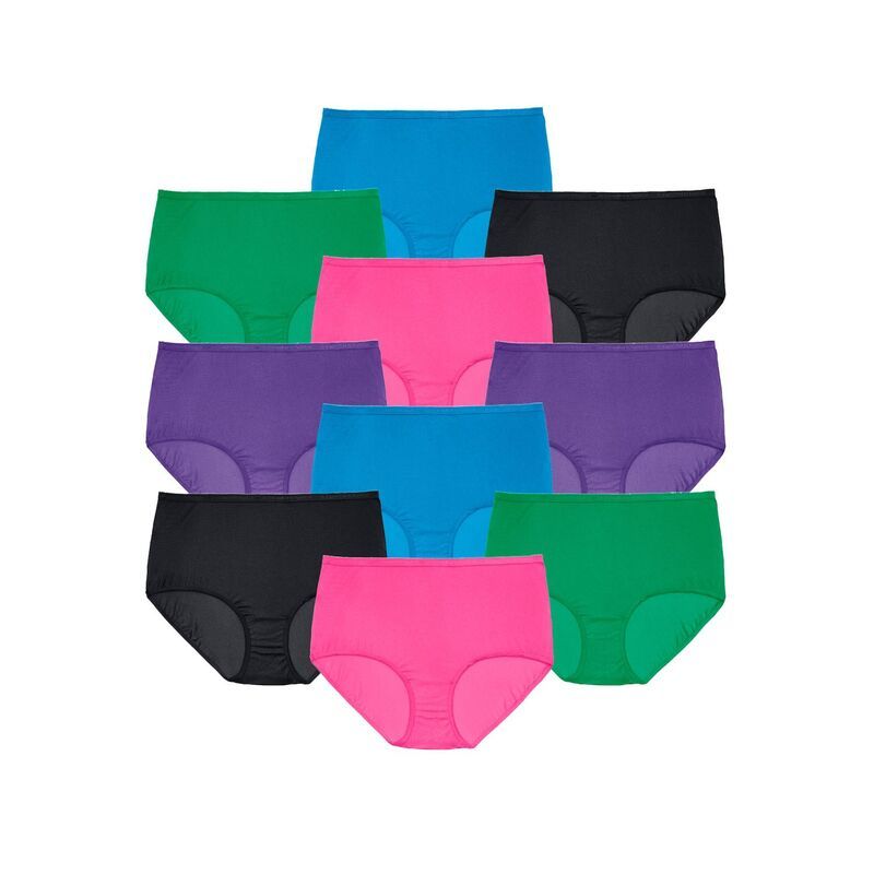 コンフォート チョイス レディース アンダーウェア パンツ プラスサイズ コットン Comfort Choice Plusize Full Coverage Cotton Brief 10Pack Bright Pack