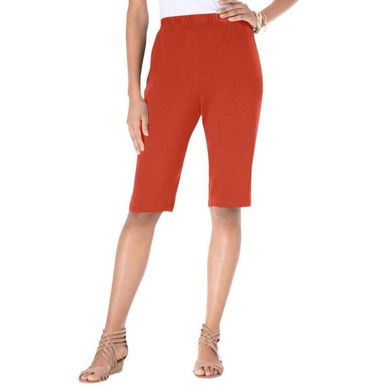 ロアマンズ レディース ボトムス ハーフパンツ・ショーツ プラスサイズ ニット Roamans Womens Plusize Soft Knit Bermuda Short Coppered レッド