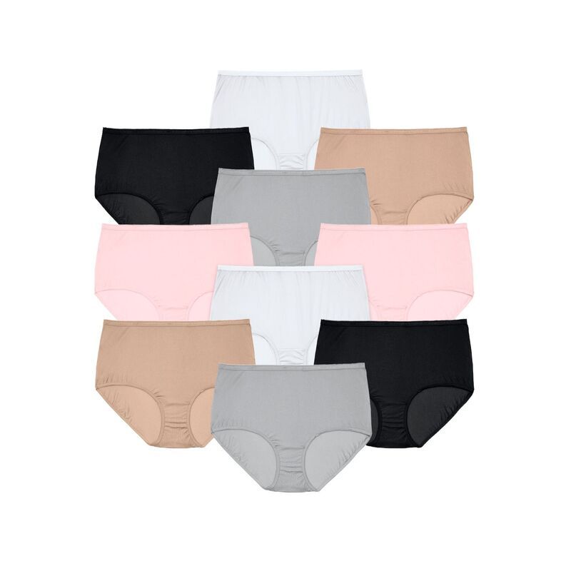 コンフォート チョイス レディース アンダーウェア パンツ プラスサイズ コットン Comfort Choice Plusize Full Coverage Cotton Brief 10Pack Basic Pack