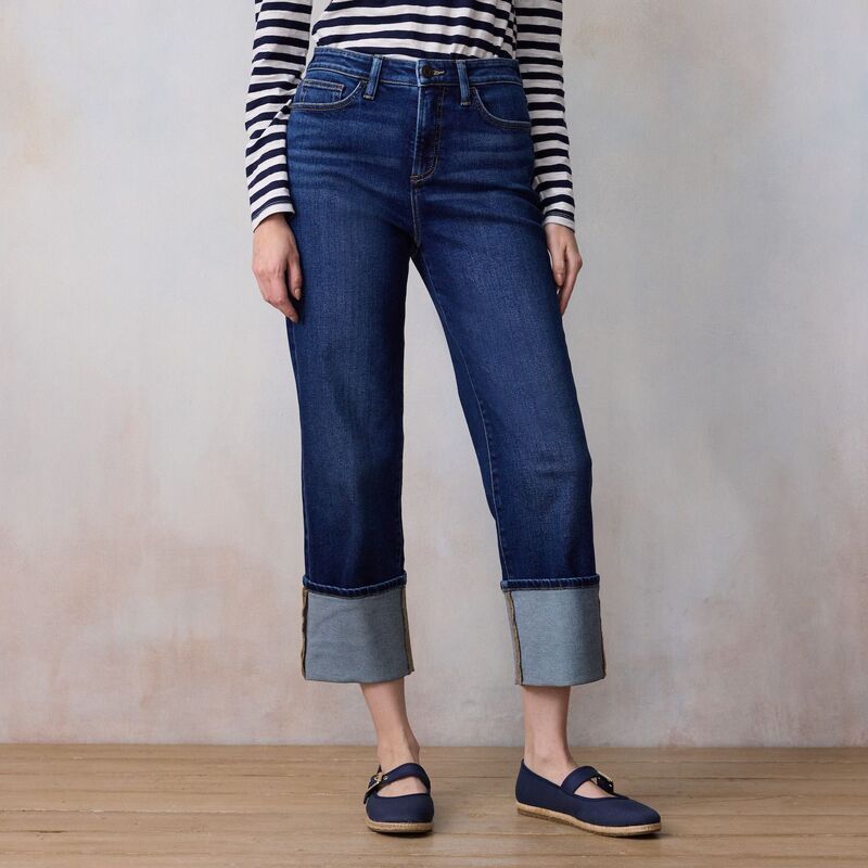 LC Lauren Conrad レディース ボトムス デニムパンツ ジーンズ Womens LC Lauren Conrad High Rise Straight Jeans With Folded Cuff Medium Dark Wash