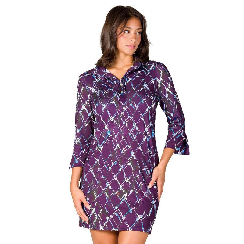 24 セブンコンフォート レディース トップス ワンピース ミニ Womens 24Seven Comfort Apparel Geometric 34Sleeve Collar Mini Dress Purple Multi パープル 12,565円